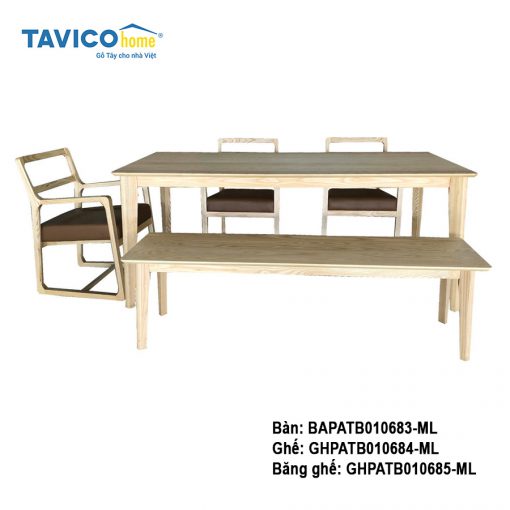Bộ bàn 4 ghế KANDA - gỗ tần bì màu tự nhiên
