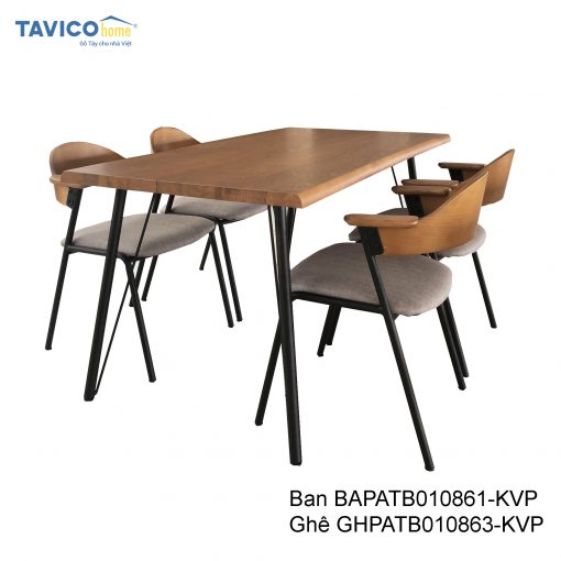 Bộ bàn ăn 4 ghế Ridel - Gỗ tần bì màu tự nhiên