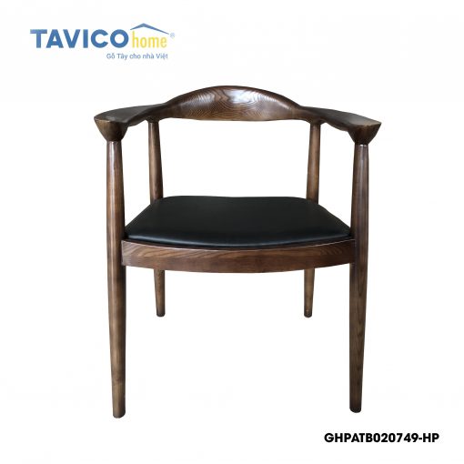 Ghế KENEDY bọc da màu đen - gỗ tần bì màu nâu