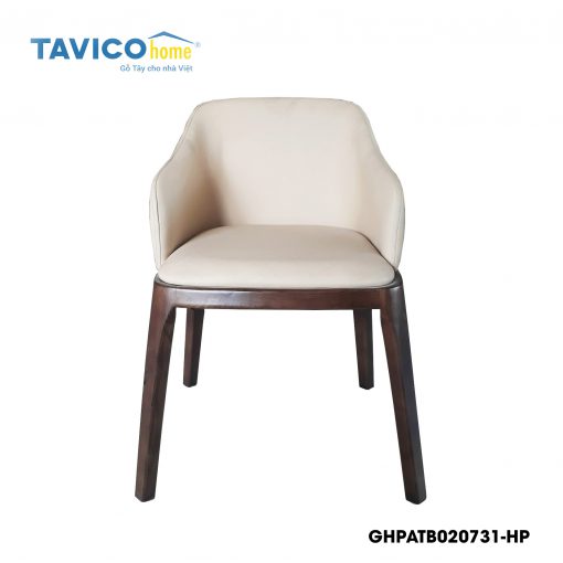 Ghế GRACE bọc da vàng nhạt - gỗ tần bì màu nâu