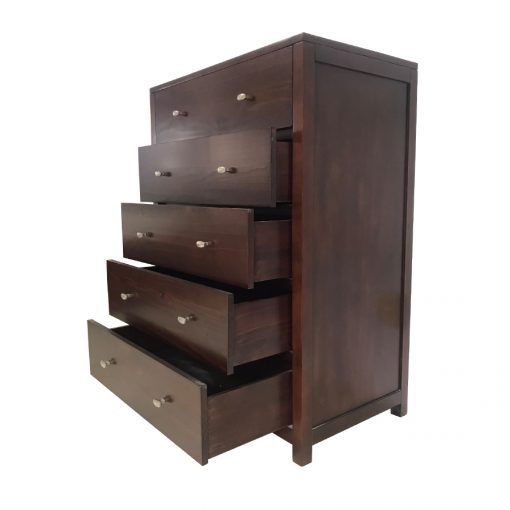 Tủ AUBREY 5 ngăn kéo - Gỗ Thông Radita màu nâu cà phê - Hình ảnh 3
