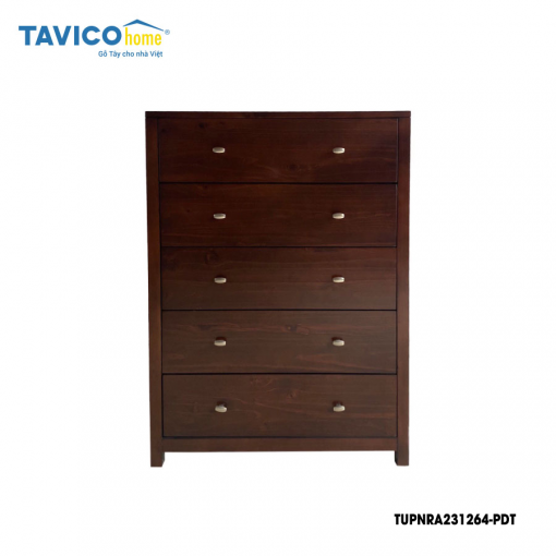 Tủ AUBREY 5 ngăn kéo - Gỗ Thông Radita màu nâu cà phê