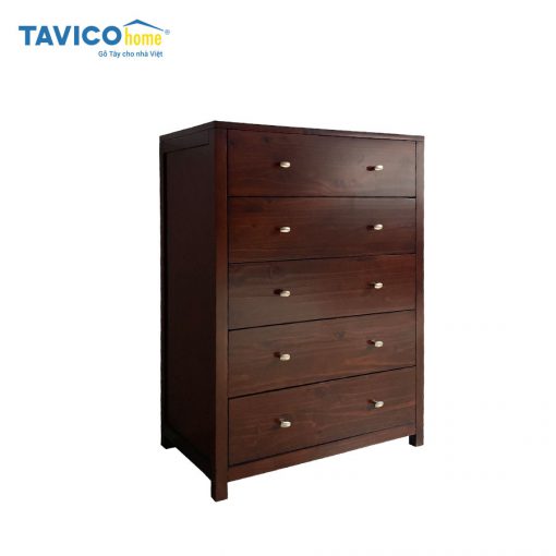 Tủ AUBREY 5 ngăn kéo - Gỗ Thông Radita màu nâu cà phê - Hình ảnh 2