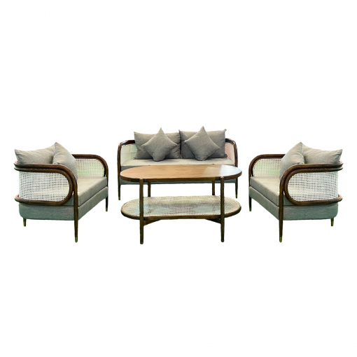 Bộ sofa VC-044 - Gỗ tần bì màu nâu - Đệm vải nỉ