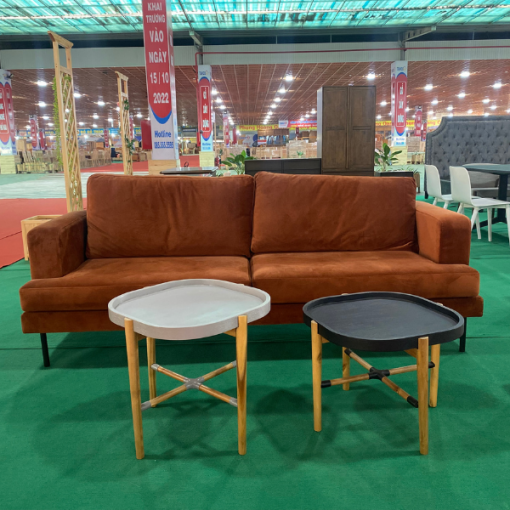 Bộ sofa Marian - Gỗ cao su màu nâu – Đệm vải nỉ