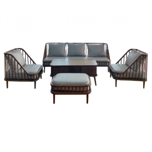 Bộ Sofa Greta - Gỗ tần bì đệm màu xám tro