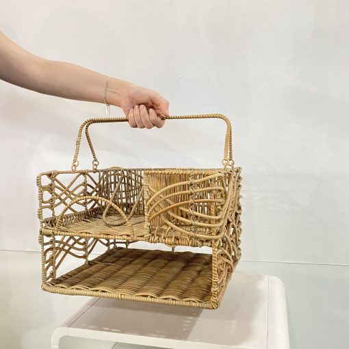 Giỏ chữ nhật đựng đồ 2 tầng - màu tự nhiên
