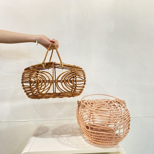 Giỏ dã ngoại khung sắt dây nhựa nhiều màu