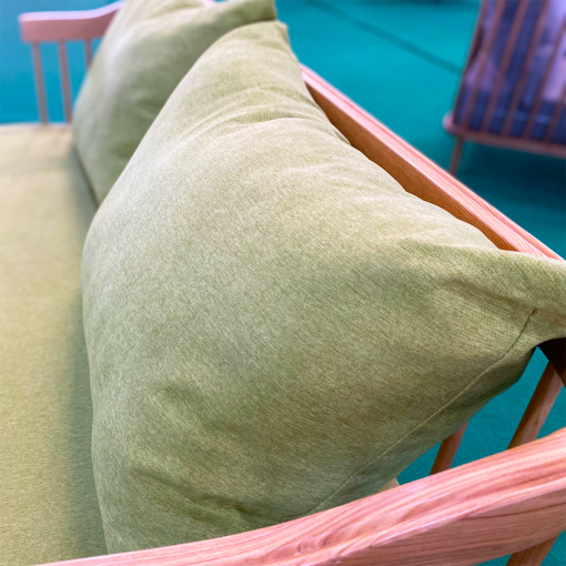 Bộ sofa FLY – Gỗ tần bì màu tự nhiên - Nệm vải màu xanh cốm - Hình ảnh 5