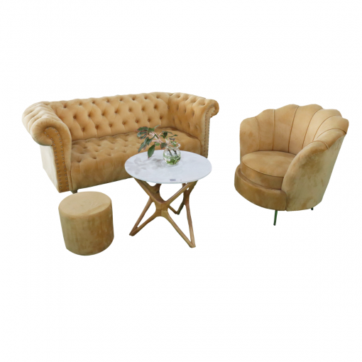 Bộ Sofa Bọc Nỉ 3 Món Màu Cam