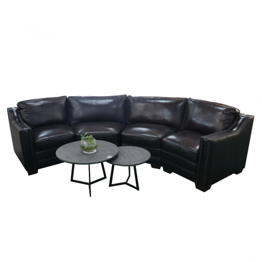 Bộ Sofa Da bò  viền đinh - Màu nâu