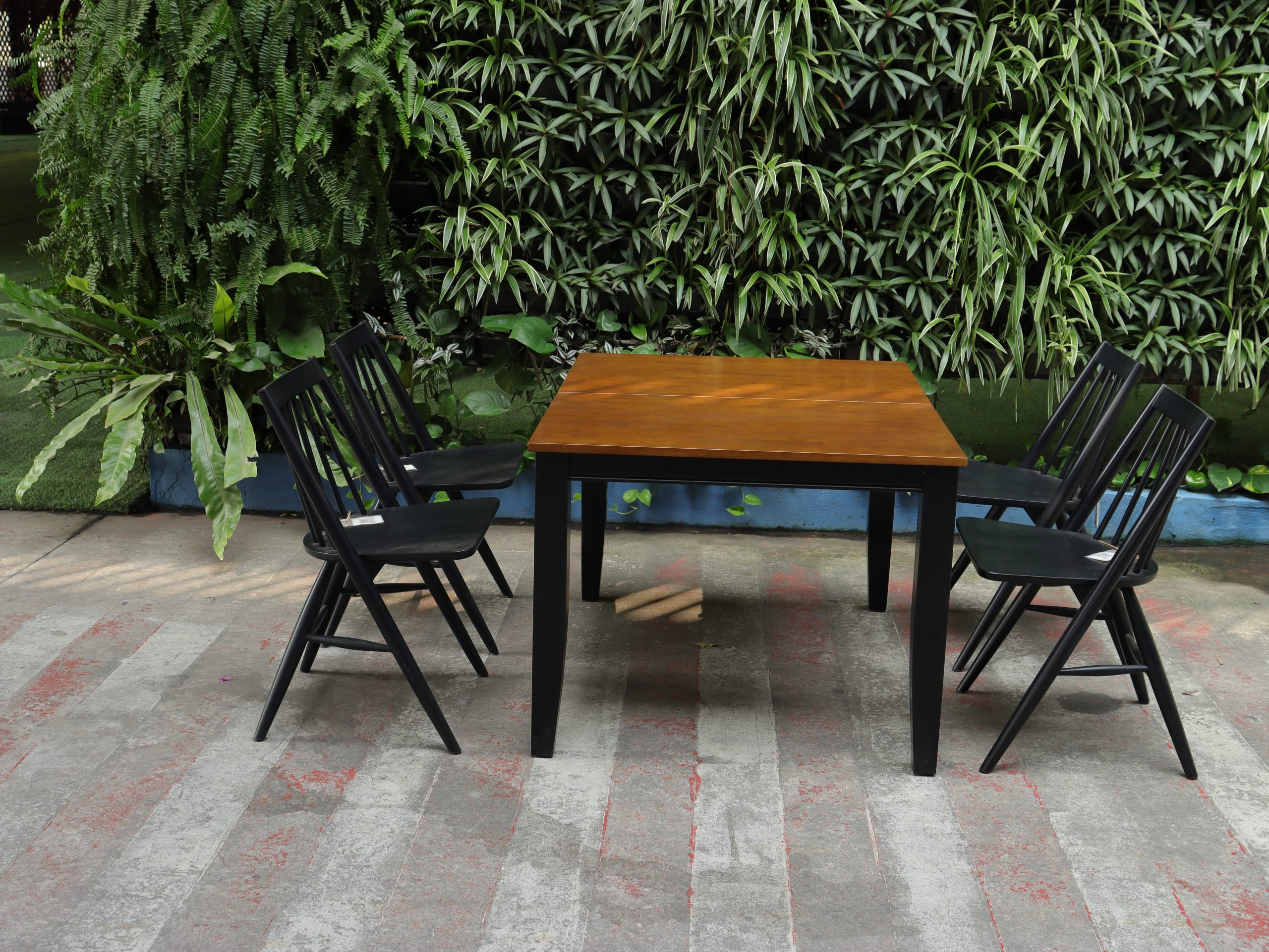 Bộ bàn ăn gỗ mở rộng 6 ghế màu đen - Hình ảnh 3