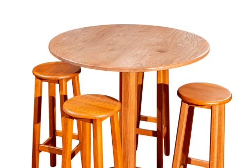 Bộ bàn tròn gỗ Oak kèm ghế bar gỗ Oak - Hình ảnh 3