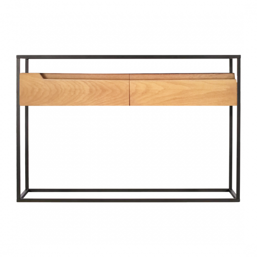 Tủ Console chân sắt 2 ngăn gỗ sồi