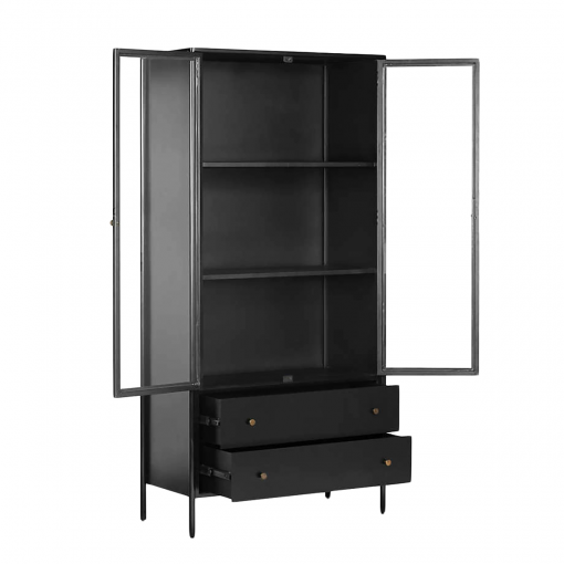 Tủ kính trưng bày 2 cánh  - Gỗ sồi màu đen - Hình ảnh 3