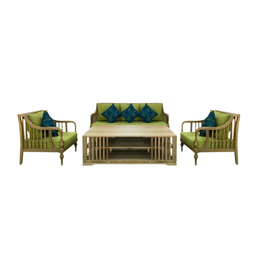 Bộ sofa Marine - Gỗ sồi đỏ nệm màu xanh cốm