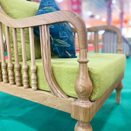 Bộ sofa Marine - Gỗ sồi đỏ nệm màu xanh cốm - Hình ảnh 5