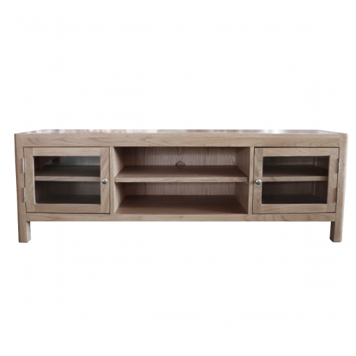 Kệ tivi 2 cửa kính - Gỗ sồi màu tự nhiên