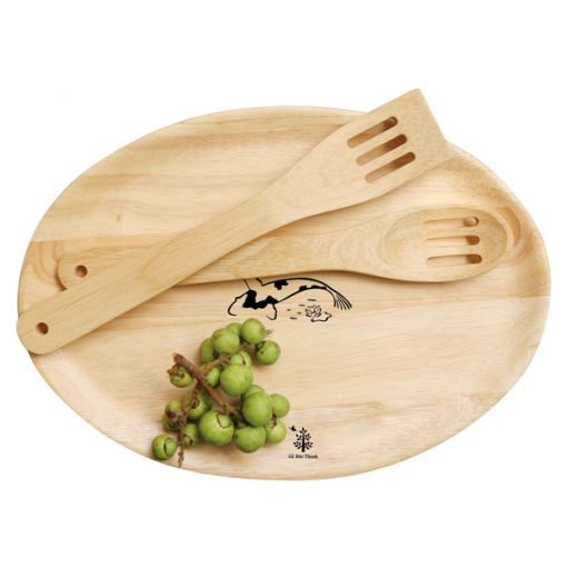 Đĩa gỗ oval - Cỡ lớn gỗ cao su - Hình ảnh 3