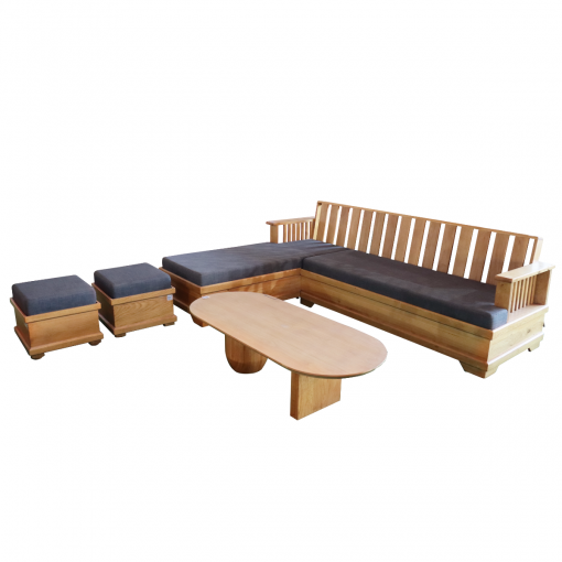 Bộ sofa chữ L - Gồ sồi màu tự nhiên