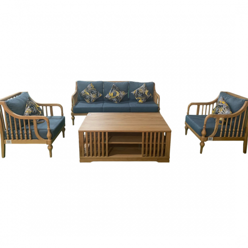 Bộ sofa Marine – Gỗ dẻ gai nệm màu xanh dương