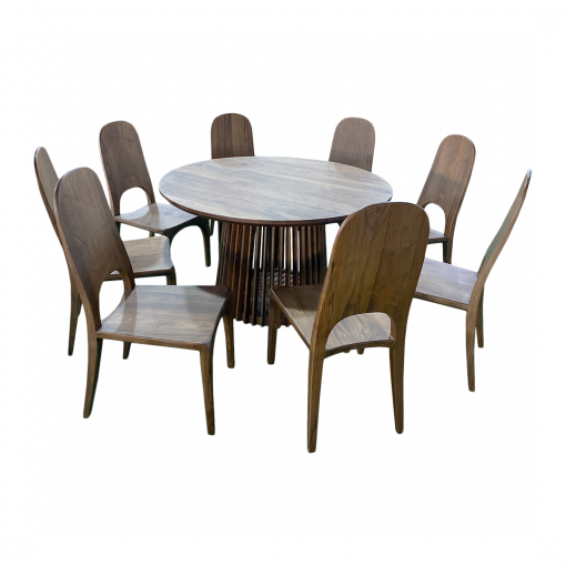 Bộ bàn ăn Emia - Gỗ walnut màu óc chó